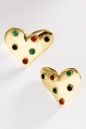 Alemais Atomic Heart Mini Stone Stud Earrings