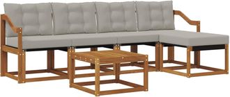 vidaXL Conjunto De Sof&aacute;s De Exterior 6 Uds. Natural Y Gris Claro Vidaxl