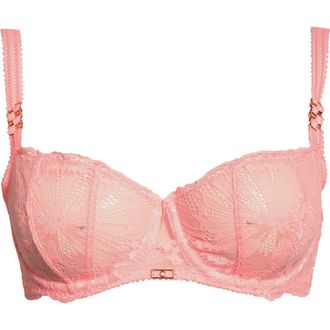Chantelle Muse Underwire Lace Unlined Demi Bra in Fluor Pink at Nordstrom, Size 30G