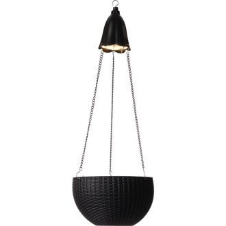 Glitzhome 30H Solar Lighted Hanging Black Plastic Basket Planter at Nordstrom, Size Medium
