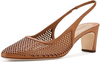 Lauren Ralph Lauren Klaire Perforated Leather Slingback Pumps Womens Shoes Classic Caramel : 8.5 B - Medium