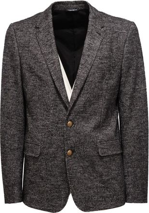 Dolce & Gabbana Pied de Poule Katoen/Wollen Jas - Heren - Blazers - Zwart - M - Katoen - Jassen