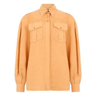 Alberta Ferretti Shirt With Lace Details - female - Alberta Ferretti - Shirts - Orange - S - Blouses & Shirts