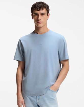 HUGO BOSS Mens BOSS Orange TChup Mens Crew Neck Small Logo T-Shirt - Light/Pastel Blue 458 - Size: 42