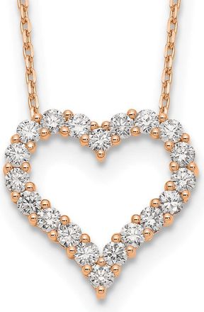 Diamond2Deal 14k Gold 1 1/2 Ct Lab Grown Diamond Open Heart Pendant Necklace 18 Clarity VS, Color D-E
