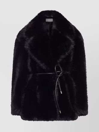 Sportmax rosaria coat with belt and faux fur