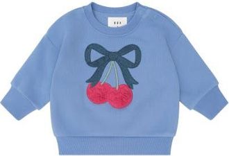 Huxbaby Cherry Bow Sweatshirt in Bijou Blue at Nordstrom, Size 6-12M Au