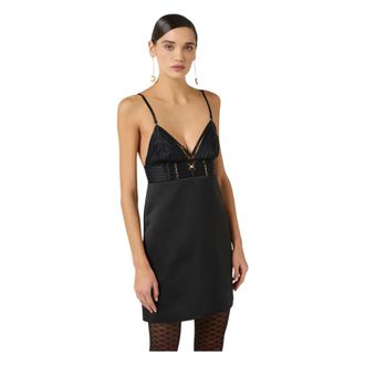 Elisabetta Franchi Short Dresses, female, Black, Size: XL Mini abito in duchesse