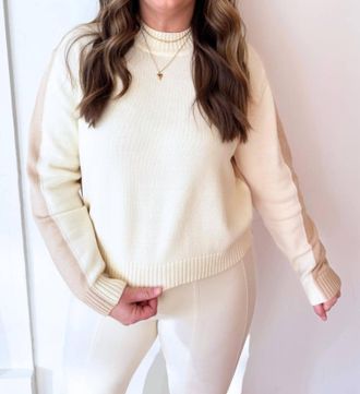Elan Shoulder Stripe Detail Sweatshirt In Natural