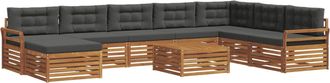 vidaXL Conjunto De Sof&aacute;s De Exterior 9 Uds. Natural Y Antracita Vidaxl