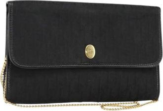 Dior Pre-owned Clutches, female, Black, Size: ONE SIZE Pre-owned Trotter Canvas Shoulder Bag