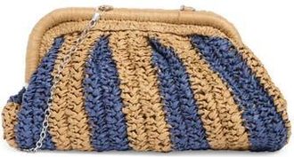 Collection XIIX Stripe Raffia Clutch in Natural Blue at Nordstrom Rack
