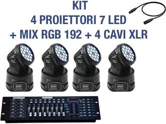 Trade Shop Trade Shop - Kit Rgb Led Proyecto Rotante 7 Led Dmx + Mixer Dmx Rgb 192