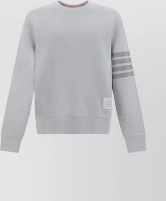 Thom Browne cotton crew neck sweatshirt with striped sleeve detail