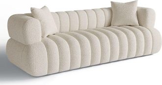 Sia Home Sof&aacute; cama 3 plazas boucl&eacute; crema 225 cm