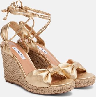 Aquazzura Carina metallic leather espadrille wedges