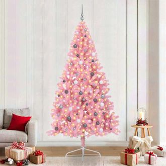 vidaXL Rbol De Navidad Con Luces De Cuerda Decorativa Rosa 240 Cm Pvc Vidaxl