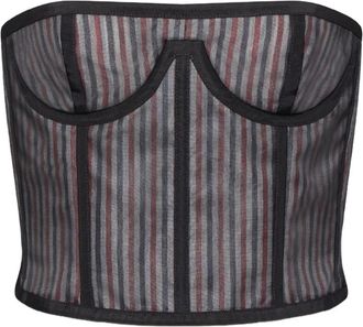 Thom Browne striped lace-up corset - Black
