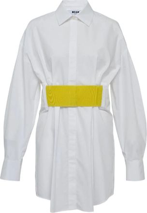 Msgm Chemisier corto con cintura - Bianco