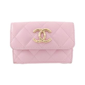 Chanel Pink Grained Calfskin Wallet (Tri-Fold) (Pre-Owned)