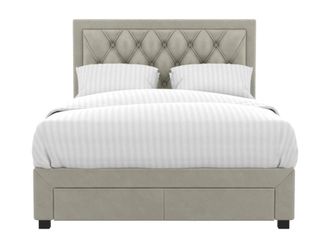 VENTE-UNIQUE.COM Base de cama terciopelo beige 160 x 200 cm