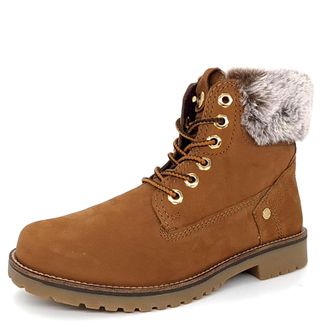 Wrangler Alaska Warm Fleece Leather Brown Womens Lace Up Boots - Size UK 8