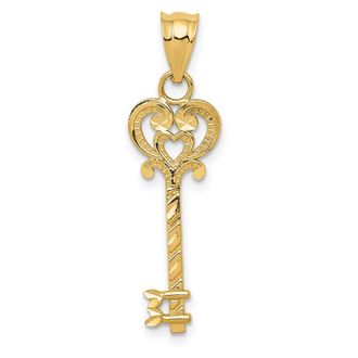 Diamond2Deal 14k Yellow Gold Diamond-cut Key Pendant