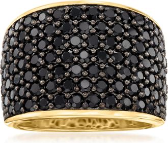 Ross-Simons Pave Black Spinel Ring in 18kt Gold Over Sterling