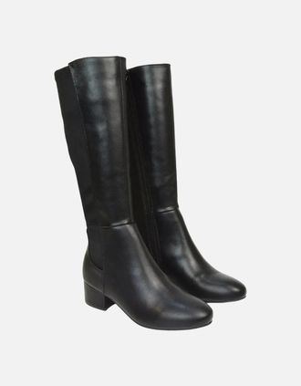 XY London Womens XY London Womens/Ladies Hannah Zip Elasticated Shaft Low Block Heel Long Boots - Black - Size: 6
