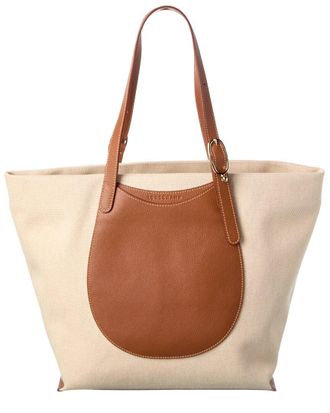 Longchamp Epure Canvas & Leather Tote
