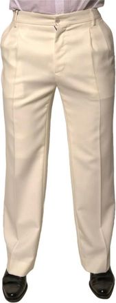 Dolce & Gabbana Rechte geklede broek - Heren - Straight fit broeken - Wit - M - Wol - Broeken