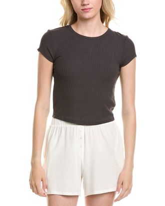 Barefoot Dreams Malibu Collection Ultra Soft Rib Cropped T-Shirt