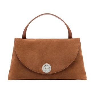 Coccinelle Nikla Suede Bimaterial Large - Dames - Handtassen - Bruin - ONE Size - Leer - Tassen