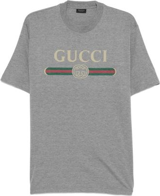 Gucci Grey Logo Cotton T-shirt
