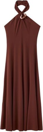 Mango Halter Neck Maxi Dress in Burnt Orange at Nordstrom, Size 8