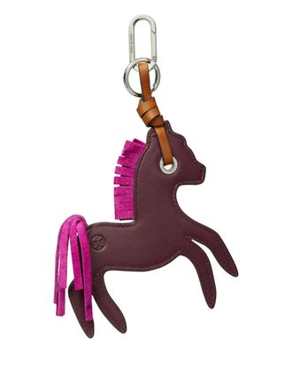 Tory Burch leather horse bag charm - Brown