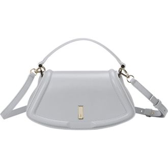 BOSS Medium Ariell Leather Shoulder Bag in Light Grey at Nordstrom