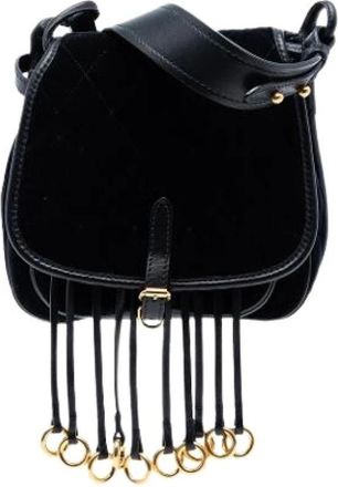 Prada Pre-owned Cross Body Bags, female, Black, Size: ONE SIZE Pre-owned Velvet Crossbody Bag