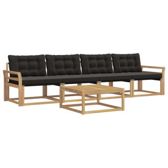 vidaXL Conjunto De Sof&aacute;s De Exterior 5 Pcs Blanco Y Negro Vidaxl