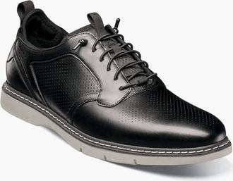 Stacy Adams Mens Sync Plain Toe Elastic Lace Up Shoes In Black