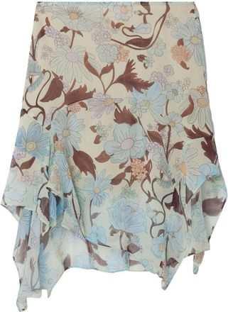 Stella McCartney Lady Garden-print silk chiffon skirt - women - Silk - 44 - Blue