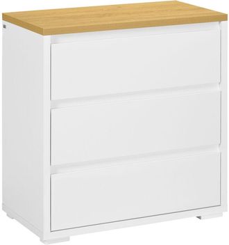 HOMCOM Homcom C&oacute;moda 3 Cajones, C&oacute;moda Dormitorio Sin Tiradores, Cajonera Para Sal&oacute;n, Oficina, Estilo Moderno, 70x37x75 Cm, Blanco