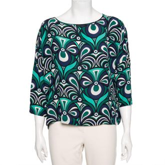 M Missoni Multicolor Printed Silk Crew Neck Top