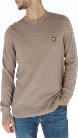 Lyle & Scott Beige Gebreide Trui - Heren - Ronde hals truien - Beige - L - Katoen - Truien & Vesten