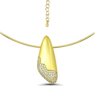Christian Siriano Cubic Zirconia Pav&eacute; Sculptural Collar Necklace in Gold at Nordstrom Rack, Size 18