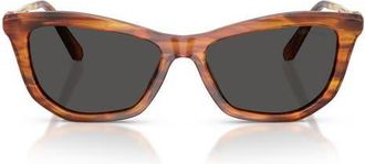 Swarovski 56mm Cat Eye Sunglasses in Striped Havana /Dark Grey at Nordstrom