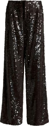 Alberta Ferretti Black Pantalone Wide-Leg Sequin Polyester Pants
