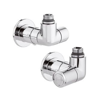 Caleffi Par De V&aacute;lvulas De Doble &Aacute;ngulo Para Radiadores De Lat&oacute;n Cromado - Caleffi High-style