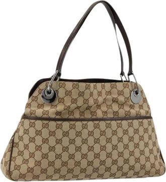 Gucci Pre-owned Shoulder Bags, female, Beige, Size: ONE SIZE Pre-owned GG Canvas Hand Bag