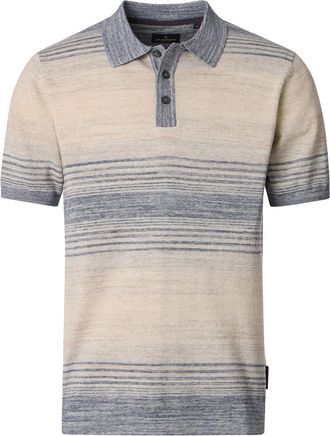 Casamoda beige gestreepte polo met korte mouw Casa Moda 3-knoops